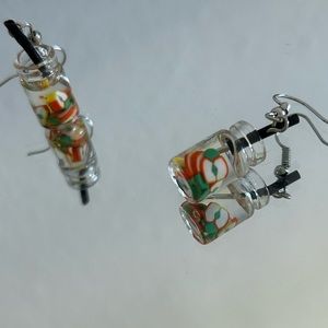 Apple Slices Mason Jar Fashion Dangle Earrings